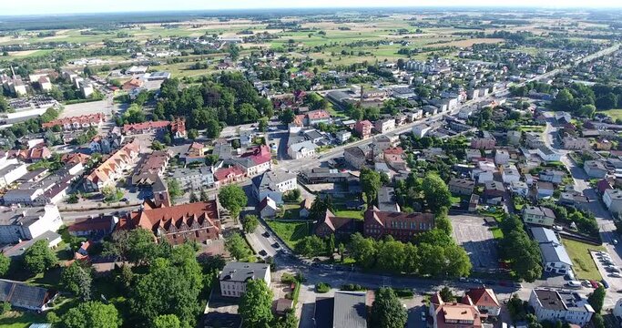Czersk City in Poland. Cityscape. Aerial View. Drone