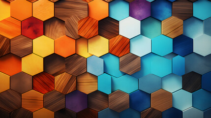 Intriguing Multicolored Hexagonal Pattern: An Aesthetically Pleasing Blend of Geometric Design and Vibrant Colors