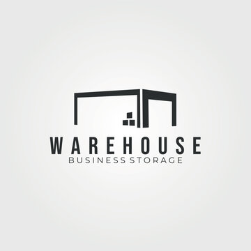 warehouse logo vector vintage illustration