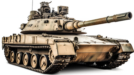 military tank isolated on white background - obrazy, fototapety, plakaty