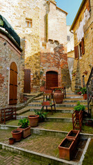 Fototapeta na wymiar Borgo medievale di Petroio, Val d'Orcia, provincia di Siena. Toscana, Italy
