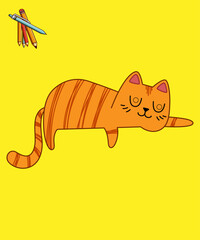 Cute Cat Cartoon Vector Icon Illustration. Animals Premium Vector. Flat Cartoon Style.