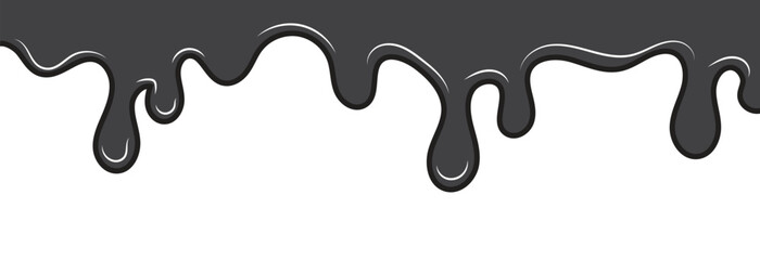Dripping liquid or paint seamless pattern. Melting chocolate, flowing cream, glaze, yogurt or honey horizontal border. vector illustration .EPS 10
