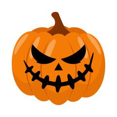 Fototapeta premium Halloween pumpkin in flat style for poster, banner, greeting card. Vector illustration.2