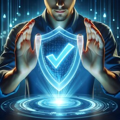 cyber-security protection shield - obrazy, fototapety, plakaty