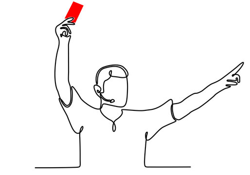 referee holding red card, pointing, line art clip art preview