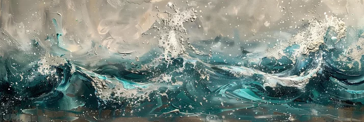 Fototapeten abstract acrylic painting of a sea landscape with silver accents © ALL YOU NEED studio