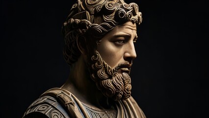 Stoic statue on dark background