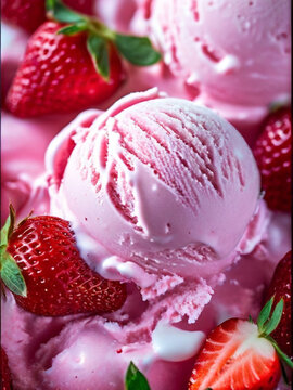 image of a tray of strawberry and cream flavored ice cream