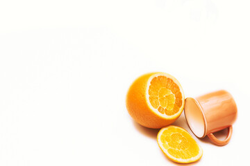 Juicy ripe sweet oranges, cup. Ready to eat,drink and cook