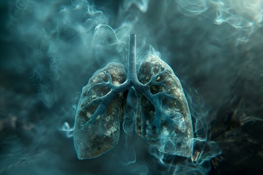 Smoke formation shaped as human lungs. Illustration of smokers lungs