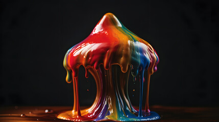a rainbow water drop falling from a lips - obrazy, fototapety, plakaty