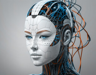 Beautiful female robot with artificial intelligence.Generated with AI.