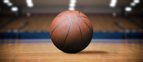Basketball ball on the basketball court.