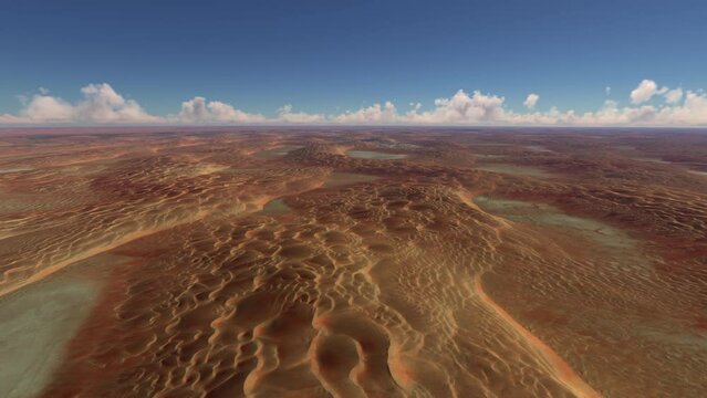 Aerial drone view of Abu Dhabi at Liwa Desert Dunes. United Arab Emirates