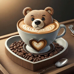 볼륨 곰돌이 라떼 아트
