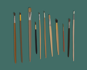 Vector isolated illustration of a set of paint brushes.
