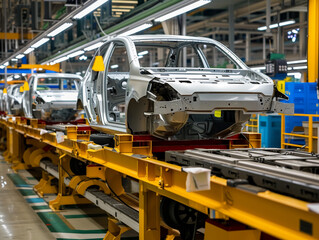 Advanced Car Assembly Line at Manufacturing Plant