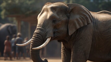 African elephants, wild animals of Africa in Masai Mara National Reserve, Kenya - obrazy, fototapety, plakaty