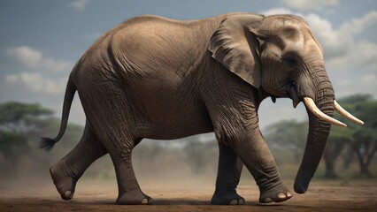 African elephants, wild animals of Africa in Masai Mara National Reserve, Kenya - obrazy, fototapety, plakaty