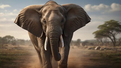 Fototapeta na wymiar African elephants, wild animals of Africa in Masai Mara National Reserve, Kenya
