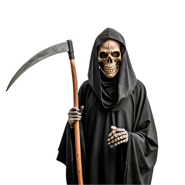 recommend clip art: scary grim reaper in black clothes with scythe