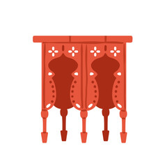 Moroccan table. Traditional Morocco furniture. Berber Marrakech decoration in chic boho oriental style. Maroc classy decor. Flat graphic vector illustration isolated on white background