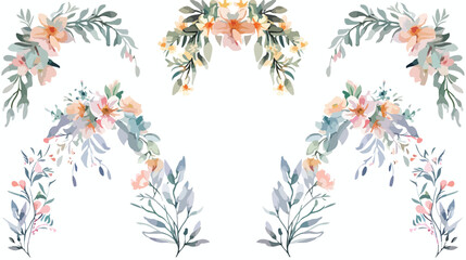 Watercolor Floral Arches  Flat vector isolated on white