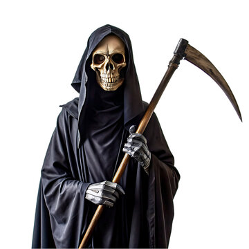 recommend clip art: scary grim reaper in black clothes with scythe