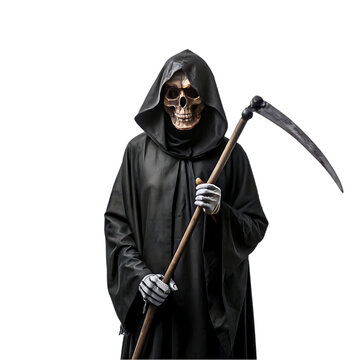 recommend clip art: scary grim reaper in black clothes with scythe