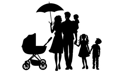 silhouettes of happy family