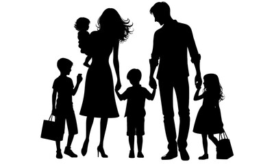 silhouettes of happy family