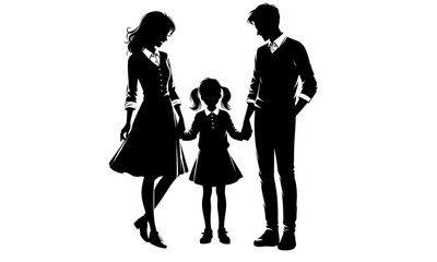 silhouettes of happy family