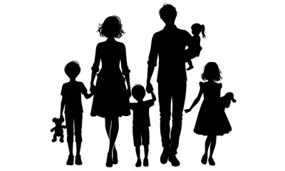 silhouettes of happy family