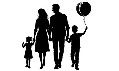 silhouettes of happy family
