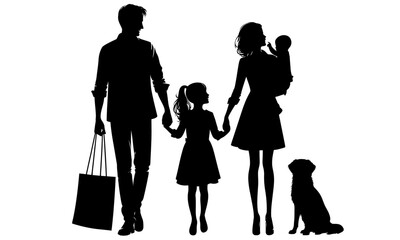 silhouettes of happy family