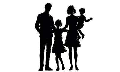 silhouettes of happy family