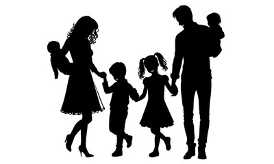 silhouettes of happy family