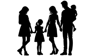silhouettes of happy family