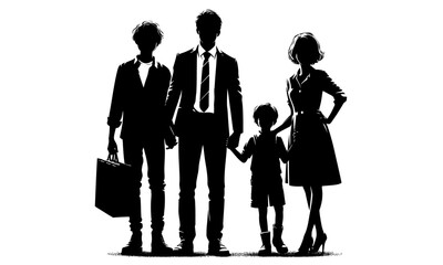 silhouettes of happy family