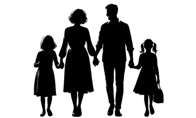 silhouettes of happy family