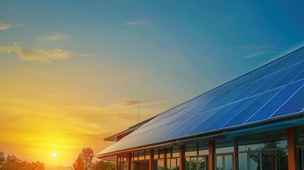 Solar panel installation on modern building, renewable energy