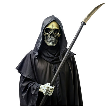 recommend clip art: scary grim reaper in black clothes with scythe