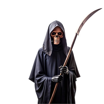 recommend clip art: scary grim reaper in black clothes with scythe