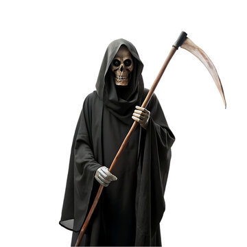 recommend clip art: scary grim reaper in black clothes with scythe
