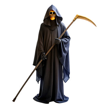 recommend clip art: scary grim reaper in black clothes with scythe