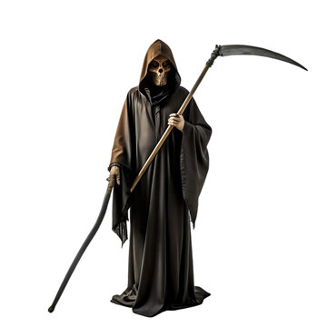 recommend clip art: scary grim reaper in black clothes with scythe