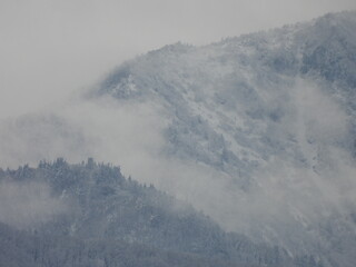 a winter mountain right after the snow