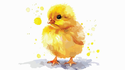 Watercolor Little Chick Flat vector isolated on white