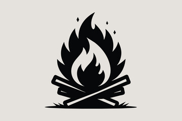 Set of flame and fire in vintage style. Hand drawn engraved monochrome bonfire sketch. Vector illustration